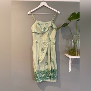 1950s Alfred Shaheen Seafoam Green Hawaiian Wiggle Sarong Dress